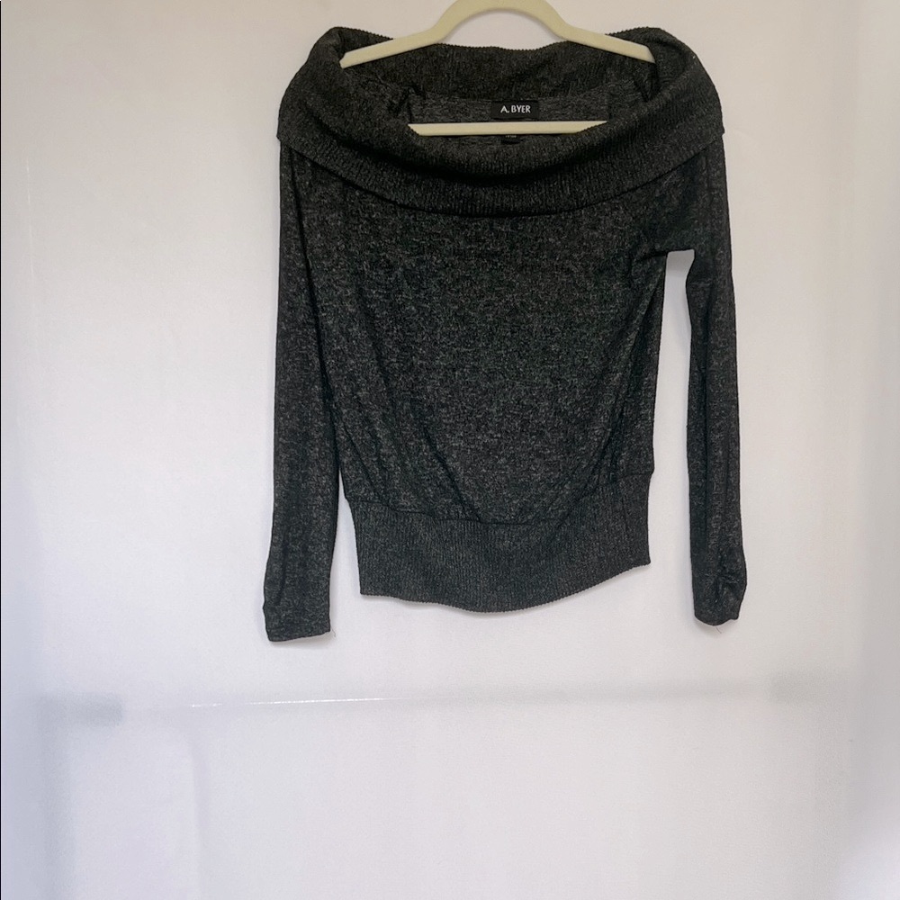 A. Byer Dark Gray Cowl Neck Sweater